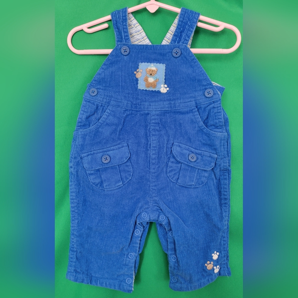 Blue Teddy Bear The Childrens Place Baby Boy Corduroy Overalls Size 0-3mth Paw